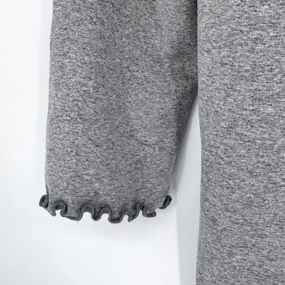 Intimately Free People Gray Ruffle Edge V-Neck Long Sleeve Top M/L
